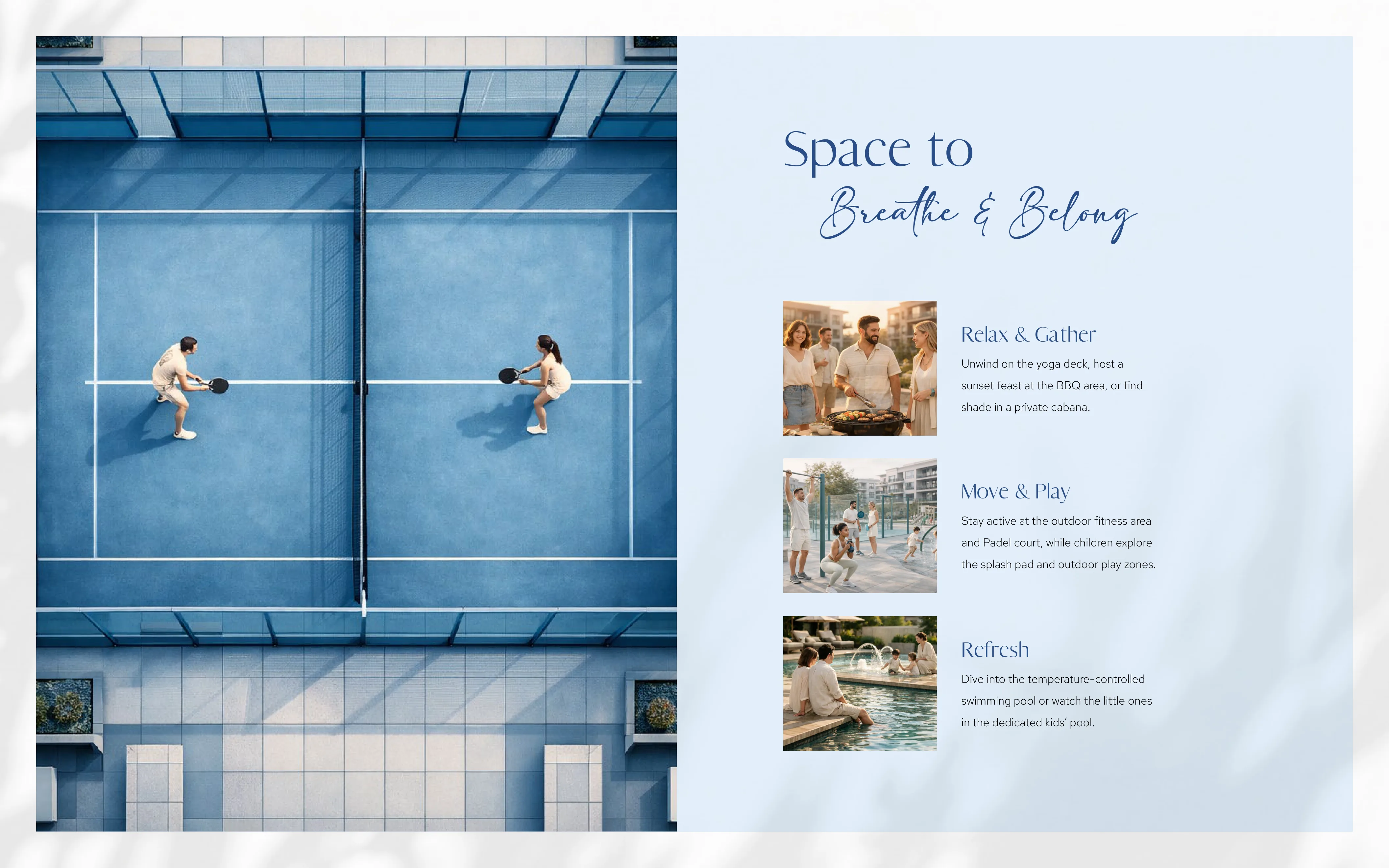 Valia by Emaar temperature-controlled swimming pool with shaded kids pool and splash pad